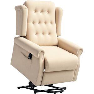 HOMCOM Power Lift Recliner Chair, Wingback Button Tufted Electric Lift Chair for Elderly, Fabric Riser and Reclining Armchair with Remote Control, USB Ports, Side Pockets, for Living Room, Beige HOMCOM Power Lift Recliner Chair, Wingback Button Tufted Electric Lift Chair for Elderly, Fabric Riser and Reclining Armchair with Remote Control, USB Ports, Side Pockets, for Living Room, Beige