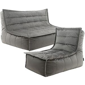 icon Kota Velvet Bean Bag Sofa and Dolce Chair, Charcoal Grey, Floor 2 Seater Sofa, Large Adult Bean Bag with Filling Included, Living Room, Living Room Furniture icon Kota Velvet Bean Bag Sofa and Dolce Chair, Charcoal Grey, Floor 2 Seater Sofa, Large Adult Bean Bag with Filling Included, Living Room, Living Room Furniture