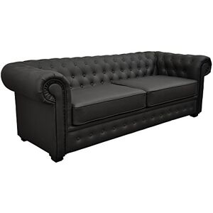 Sofas and More Chesterfield Style Venus Sofa Bed 3 Seater 2 Seater Black Cream Brown Red Faux Leather(2 Seater, Black) Sofas and More Chesterfield Style Venus Sofa Bed 3 Seater 2 Seater Black Cream Brown Red Faux Leather(2 Seater, Black)