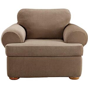 Surefit Sure Home Décor Pique T-Cushion Chair Three Piece Slipcover, Stretch Form Fit, Polyester/Spandex, Machine Washable, Taupe Color Surefit Sure Home Décor Pique T-Cushion Chair Three Piece Slipcover, Stretch Form Fit, Polyester/Spandex, Machine Washable, Taupe Color