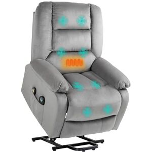 HOMCOM Power Lift Riser and Recliner Chair with Vibration Massage and Heat, Velvet Fabric Electric Recliner Armchair for Elderly with Remote Controllers, Side Pocket, Quick Assembly, Grey HOMCOM Power Lift Riser and Recliner Chair with Vibration Massage and Heat, Velvet Fabric Electric Recliner Armchair for Elderly with Remote Controllers, Side Pocket, Quick Assembly, Grey