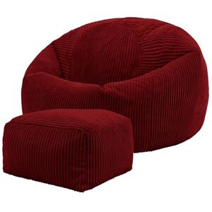 icon Kingston Cord Bean Bag with Footstool, Burgundy, Large Adult Bean Bag Chair with Filling Included, Comfy Chair, Pouffe Footstool, Living Room Furniture, Bedroom Furniture icon Kingston Cord Bean Bag with Footstool, Burgundy, Large Adult Bean Bag Chair with Filling Included, Comfy Chair, Pouffe Footstool, Living Room Furniture, Bedroom Furniture