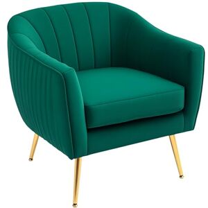 HOMCOM Velvet Tub chair, Luxury Accent Chair with Golden Metal Leg, Comfy Upholstered Armchair with Thick Padded Seat for Living Room, Emerald Green HOMCOM Velvet Tub chair, Luxury Accent Chair with Golden Metal Leg, Comfy Upholstered Armchair with Thick Padded Seat for Living Room, Emerald Green