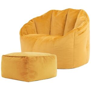 icon Sirena Velvet Bean Bag Chair with Footstool, Ochre Yellow, Large Adult Bean Bag with Filling Included, Accent Chair, Living Room Furniture, Bedroom Furniture icon Sirena Velvet Bean Bag Chair with Footstool, Ochre Yellow, Large Adult Bean Bag with Filling Included, Accent Chair, Living Room Furniture, Bedroom Furniture