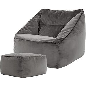 icon Natalia Velvet Bean Bag Chair with Footstool, Charcoal Grey, Large Adult Bean Bag with Filling Included, Accent Chair, Armchair, Living Room Furniture, Bedroom Furniture icon Natalia Velvet Bean Bag Chair with Footstool, Charcoal Grey, Large Adult Bean Bag with Filling Included, Accent Chair, Armchair, Living Room Furniture, Bedroom Furniture