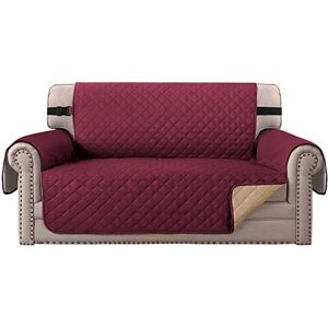 BellaHills Water Repellent Sofa Covers 2 Seater Sofa Protectors from Pets Cats Reversible Loveseat Couch Covers Non-Slip Furniture Slipcovers with Elastic Straps (Loveseat, Burgundy/Tan) BellaHills Water Repellent Sofa Covers 2 Seater Sofa Protectors from Pets Cats Reversible Loveseat Couch Covers Non-Slip Furniture Slipcovers with Elastic Straps (Loveseat, Burgundy/Tan)
