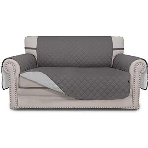 Easy-Going Reversible Loveseat Couch Cover for 2 Cushion Couch Sofa Cover for Dogs Water Resistant Furniture Protector with Foam Sticks Elastic Straps for Pet (Loveseat, Gray/Light Gray) Easy-Going Reversible Loveseat Couch Cover for 2 Cushion Couch Sofa Cover for Dogs Water Resistant Furniture Protector with Foam Sticks Elastic Straps for Pet (Loveseat, Gray/Light Gray)