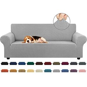 KEKUOU Stretch Sofa Cover Slipcover ,Couch Covers for 3 Cushion Couch Sofa (79"-94") Furniture Protector 3 Seater Sofa with Elastic Bottom for Kids,Dog, Jacquard Small Checked(Large,Silver) KEKUOU Stretch Sofa Cover Slipcover ,Couch Covers for 3 Cushion Couch Sofa (79"-94") Furniture Protector 3 Seater Sofa with Elastic Bottom for Kids,Dog, Jacquard Small Checked(Large,Silver)