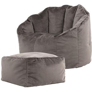 icon Sirena Velvet Bean Bag Chair with Footstool, Charcoal Grey, Large Adult Bean Bag with Filling Included, Accent Chair, Living Room Furniture, Bedroom Furniture icon Sirena Velvet Bean Bag Chair with Footstool, Charcoal Grey, Large Adult Bean Bag with Filling Included, Accent Chair, Living Room Furniture, Bedroom Furniture