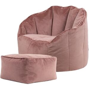 icon Sirena Velvet Bean Bag Chair with Footstool, Dusk Pink, Large Adult Bean Bag with Filling Included, Accent Chair, Living Room Furniture, Bedroom Furniture icon Sirena Velvet Bean Bag Chair with Footstool, Dusk Pink, Large Adult Bean Bag with Filling Included, Accent Chair, Living Room Furniture, Bedroom Furniture
