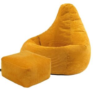 icon Dalton Cord Recliner Bean Bag with Footstool, Ochre Yellow, Large Adult Bean Bag Chair with Filling Included, Comfy Chair, Living Room Furniture, Bedroom Furniture icon Dalton Cord Recliner Bean Bag with Footstool, Ochre Yellow, Large Adult Bean Bag Chair with Filling Included, Comfy Chair, Living Room Furniture, Bedroom Furniture