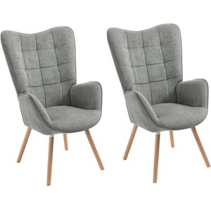 MEUBLE COSY Set of 2 Armchair for Living Room Accent Chair with High Wing Back and Padded Armrests, Wooden Legs, Sofa for Reading Lounge Bedroom Entrance, Grey MEUBLE COSY Set of 2 Armchair for Living Room Accent Chair with High Wing Back and Padded Armrests, Wooden Legs, Sofa for Reading Lounge Bedroom Entrance, Grey