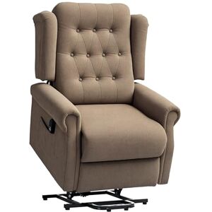 HOMCOM Power Lift Recliner Chair, Wingback Button Tufted Electric Lift Chair for Elderly, Fabric Riser and Reclining Armchair with Remote Control, USB Ports, Side Pockets, for Living Room, Dark Brown HOMCOM Power Lift Recliner Chair, Wingback Button Tufted Electric Lift Chair for Elderly, Fabric Riser and Reclining Armchair with Remote Control, USB Ports, Side Pockets, for Living Room, Dark Brown