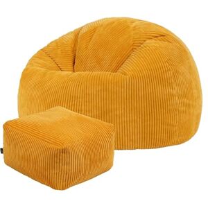 icon Kingston Cord Bean Bag with Footstool, Ochre Yellow, Large Adult Bean Bag Chair with Filling Included, Comfy Chair, Pouffe Footstool, Living Room Furniture, Bedroom Furniture icon Kingston Cord Bean Bag with Footstool, Ochre Yellow, Large Adult Bean Bag Chair with Filling Included, Comfy Chair, Pouffe Footstool, Living Room Furniture, Bedroom Furniture