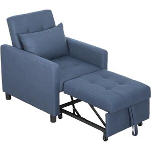 HOMCOM 3 in 1 Sofa Bed, Convertible Foldable Sleeper Chair Bed, Tufted Pull Out Sleeper Couch with Adjustable Backrest for Living Room and Bedroom, Blue HOMCOM 3 in 1 Sofa Bed, Convertible Foldable Sleeper Chair Bed, Tufted Pull Out Sleeper Couch with Adjustable Backrest for Living Room and Bedroom, Blue