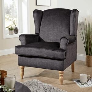 Home Source Armchair – Classic High Back Accent Chair with Plush Foam Seat, Charcoal Upholstery, Solid Rubberwood Legs – Elegant Living Room or Reading Chair Home Source Armchair – Classic High Back Accent Chair with Plush Foam Seat, Charcoal Upholstery, Solid Rubberwood Legs – Elegant Living Room or Reading Chair