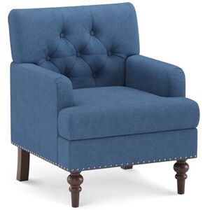 COLAMY Upholstered Armchair Accent Chair with Button Tufted Back, Fabric Lounge Chair for Living Room Bedroom, Comfortable Single Sofa Chair with Wooden Legs COLAMY Upholstered Armchair Accent Chair with Button Tufted Back, Fabric Lounge Chair for Living Room Bedroom, Comfortable Single Sofa Chair with Wooden Legs
