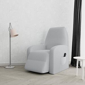 Italian Bed Linen Fashionable cover for reclining chairs, 52% Polyester + 40% Cotton + 8% Elastane, Bright Grey (Ral 7035), One Size Italian Bed Linen Fashionable cover for reclining chairs, 52% Polyester + 40% Cotton + 8% Elastane, Bright Grey (Ral 7035), One Size