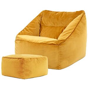 icon Natalia Velvet Bean Bag Chair with Footstool, Ochre Yellow, Large Adult Bean Bag with Filling Included, Accent Chair, Armchair, Living Room Furniture, Bedroom Furniture icon Natalia Velvet Bean Bag Chair with Footstool, Ochre Yellow, Large Adult Bean Bag with Filling Included, Accent Chair, Armchair, Living Room Furniture, Bedroom Furniture