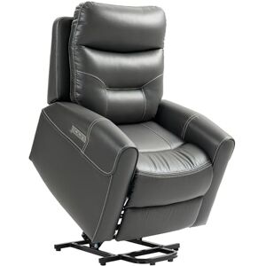 HOMCOM Power Lift Recliner Chair for Elderly, Overstuffed Faux Leather Riser and Reclining Chair with USB A+C Ports, Recliner Armchair for Living Room, Charcoal Grey HOMCOM Power Lift Recliner Chair for Elderly, Overstuffed Faux Leather Riser and Reclining Chair with USB A+C Ports, Recliner Armchair for Living Room, Charcoal Grey