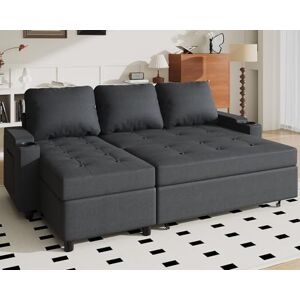 JUMMICO 3 Seater Pull Out Sofa Bed with Chaise Storage L-Shaped Corner Convertible Sectional Couch for Living Room and Bedroom,Dark Gray JUMMICO 3 Seater Pull Out Sofa Bed with Chaise Storage L-Shaped Corner Convertible Sectional Couch for Living Room and Bedroom,Dark Gray
