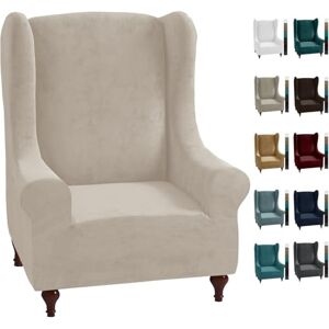 MAXIJIN Stretch Velvet Wingback Chair Slipcover 1-Piece Soft Stylish Plush Slipcovers for Wingback Chairs Thick Rich Velvet Wing Chair Cover with Elastic Bottom (Wing Chair, Khaki) MAXIJIN Stretch Velvet Wingback Chair Slipcover 1-Piece Soft Stylish Plush Slipcovers for Wingback Chairs Thick Rich Velvet Wing Chair Cover with Elastic Bottom (Wing Chair, Khaki)