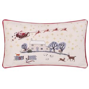 furn. Cotswold Christmas Cushion Cover – Festive Winter Village Scene Velvet Embroidered Case (Cream/Burgundy 30x50cm) furn. Cotswold Christmas Cushion Cover – Festive Winter Village Scene Velvet Embroidered Case (Cream/Burgundy 30x50cm)