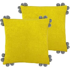 furn. Hoola Pom-Pom Polyester Filled Cushion Twin Pack, Yellow/Grey, 45 x 45cm furn. Hoola Pom-Pom Polyester Filled Cushion Twin Pack, Yellow/Grey, 45 x 45cm
