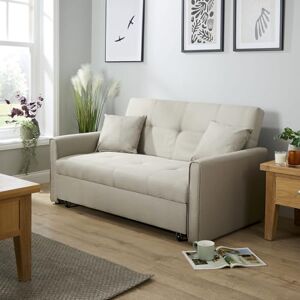 Home Source Charleston Convertible Sofabed, 2 Seater Pull Out Sofa Bed, Linen Fabric, Compact Living Room/Guest Bed – Linen Beige Home Source Charleston Convertible Sofabed, 2 Seater Pull Out Sofa Bed, Linen Fabric, Compact Living Room/Guest Bed – Linen Beige