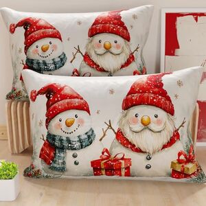 PETTI Artigiani Italiani PETTI Italian Artisans Pair of 50x70 cm Microfiber Cushion Covers, Christmas Pillow Covers, Christmas Decor Cushions for Bedroom, Sofa, Living Room, Set of 2 Cushion Covers, Snowman Pillow Cover 02 PETTI Artigiani Italiani PETTI Italian Artisans Pair of 50x70 cm Microfiber Cushion Covers, Christmas Pillow Covers, Christmas Decor Cushions for Bedroom, Sofa, Living Room, Set of 2 Cushion Covers, Snowman Pillow Cover 02