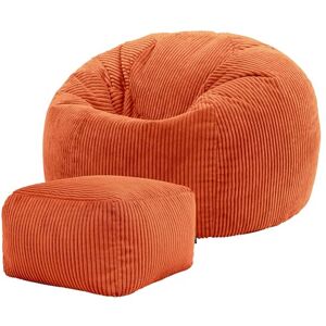 icon Kingston Cord Bean Bag with Footstool, Orange, Large Adult Bean Bag Chair with Filling Included, Comfy Chair, Pouffe Footstool, Living Room Furniture, Bedroom Furniture icon Kingston Cord Bean Bag with Footstool, Orange, Large Adult Bean Bag Chair with Filling Included, Comfy Chair, Pouffe Footstool, Living Room Furniture, Bedroom Furniture