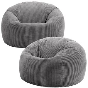 icon Kingston Cord Bean Bag, Set of 2, Charcoal Grey, Large Adult Bean Bag Chair with Filling Included, Comfy Chair, Living Room Furniture, Bedroom Furniture icon Kingston Cord Bean Bag, Set of 2, Charcoal Grey, Large Adult Bean Bag Chair with Filling Included, Comfy Chair, Living Room Furniture, Bedroom Furniture