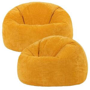 icon Kingston Cord Bean Bag, Set of 2, Ochre Yellow, Large Adult Bean Bag Chair with Filling Included, Comfy Chair, Living Room Furniture, Bedroom Furniture icon Kingston Cord Bean Bag, Set of 2, Ochre Yellow, Large Adult Bean Bag Chair with Filling Included, Comfy Chair, Living Room Furniture, Bedroom Furniture