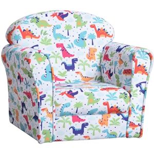 HOMCOM Children's Armchair Flannel Kids Sofa Tub Chair Cartoon Dinosaur Pattern Wooden Frame Bedroom Playroom Seater Multicolour HOMCOM Children's Armchair Flannel Kids Sofa Tub Chair Cartoon Dinosaur Pattern Wooden Frame Bedroom Playroom Seater Multicolour
