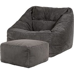 icon Natalia Cord Bean Bag Chair with Footstool, Charcoal Grey, Large Adult Bean Bag with Filling Included, Comfy Chair, Armchair, Living Room, Living Room Furniture, Bedroom Furniture icon Natalia Cord Bean Bag Chair with Footstool, Charcoal Grey, Large Adult Bean Bag with Filling Included, Comfy Chair, Armchair, Living Room, Living Room Furniture, Bedroom Furniture