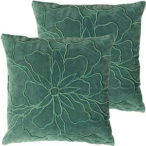 furn. Angeles Floral Velvet Polyester Filled Cushion Twin Pack, Juniper Green, 45 x 45cm furn. Angeles Floral Velvet Polyester Filled Cushion Twin Pack, Juniper Green, 45 x 45cm