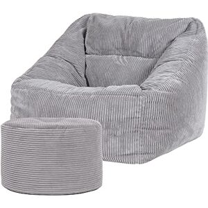icon Natalia Cord Bean Bag Chair with Pouffe, Grey, Large Adult Bean Bag with Filling Included, Comfy Chair, Armchair, Living Room, Living Room Furniture, Bedroom Furniture icon Natalia Cord Bean Bag Chair with Pouffe, Grey, Large Adult Bean Bag with Filling Included, Comfy Chair, Armchair, Living Room, Living Room Furniture, Bedroom Furniture