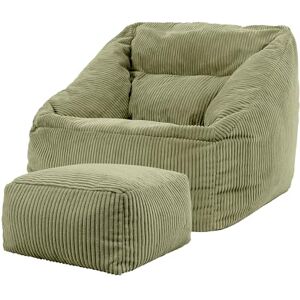 icon Natalia Cord Bean Bag Chair with Footstool, Sage Green, Large Adult Bean Bag with Filling Included, Comfy Chair, Armchair, Living Room, Living Room Furniture, Bedroom Furniture icon Natalia Cord Bean Bag Chair with Footstool, Sage Green, Large Adult Bean Bag with Filling Included, Comfy Chair, Armchair, Living Room, Living Room Furniture, Bedroom Furniture