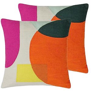 furn. Anjo Embroidered Polyester Filled Cushion Twin Pack, Natural/Multicolour, 45 x 45cm furn. Anjo Embroidered Polyester Filled Cushion Twin Pack, Natural/Multicolour, 45 x 45cm