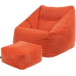 icon Natalia Cord Bean Bag Chair with Footstool, Orange, Large Adult Bean Bag with Filling Included, Comfy Chair, Armchair, Living Room, Living Room Furniture, Bedroom Furniture icon Natalia Cord Bean Bag Chair with Footstool, Orange, Large Adult Bean Bag with Filling Included, Comfy Chair, Armchair, Living Room, Living Room Furniture, Bedroom Furniture
