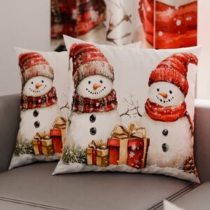 PETTI Artigiani Italiani PETTI Italian Artisans Pair of 50x50 cm Microfiber Cushion Covers, Christmas Pillow Covers, Christmas Decor Cushions for Bedroom, Sofa, Living Room, Set of 2 Cushion Covers, Snowman Pillow Cover 01 PETTI Artigiani Italiani PETTI Italian Artisans Pair of 50x50 cm Microfiber Cushion Covers, Christmas Pillow Covers, Christmas Decor Cushions for Bedroom, Sofa, Living Room, Set of 2 Cushion Covers, Snowman Pillow Cover 01