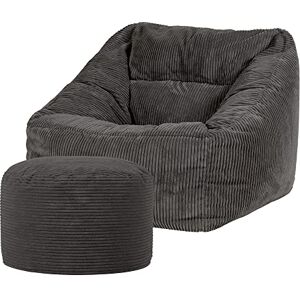 icon Natalia Cord Bean Bag Chair with Pouffe, Charcoal Grey, Large Adult Bean Bag with Filling Included, Comfy Chair, Armchair, Living Room, Living Room Furniture, Bedroom Furniture icon Natalia Cord Bean Bag Chair with Pouffe, Charcoal Grey, Large Adult Bean Bag with Filling Included, Comfy Chair, Armchair, Living Room, Living Room Furniture, Bedroom Furniture