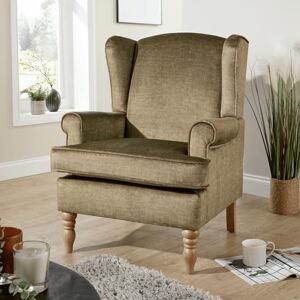 Home Source Armchair – Classic High Back Accent Chair with Plush Foam Seat, Olive Green Upholstery, Solid Rubberwood Legs – Elegant Living Room or Reading Chair Home Source Armchair – Classic High Back Accent Chair with Plush Foam Seat, Olive Green Upholstery, Solid Rubberwood Legs – Elegant Living Room or Reading Chair