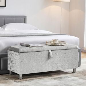 Vida Designs Valencia Storage Ottoman, Fabric in Silver Velvet, 100x40x44cm Storage Ottoman with Lift-Up Lid, Ideal for Toys, Bedding & Footstool Use UKFR Certified Vida Designs Valencia Storage Ottoman, Fabric in Silver Velvet, 100x40x44cm Storage Ottoman with Lift-Up Lid, Ideal for Toys, Bedding & Footstool Use UKFR Certified