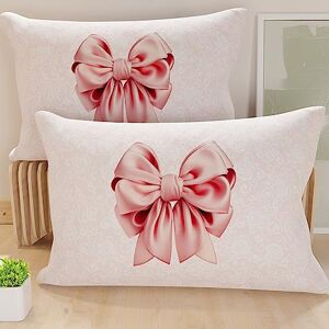 PETTI Artigiani Italiani Pair of Pillow Cases 30 x 50 cm in Microfibre, Cushions for Bedroom Furniture, Sofa, Living Room, Set of 2 Cushion Covers, Pink Bow Pillowcase, 100% Made in Italy PETTI Artigiani Italiani Pair of Pillow Cases 30 x 50 cm in Microfibre, Cushions for Bedroom Furniture, Sofa, Living Room, Set of 2 Cushion Covers, Pink Bow Pillowcase, 100% Made in Italy