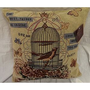 Rapport Home Bird Cage Floral Cushion Cover Beige Yellow Jacquard Material 43 x 43c Rapport Home Bird Cage Floral Cushion Cover Beige Yellow Jacquard Material 43 x 43c