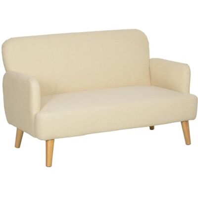 HOMCOM - 2 Seater Sofa - Cream White - Wood Legs - Sofa HOMCOM - 2 Seater Sofa - Cream White - Wood Legs - Sofa