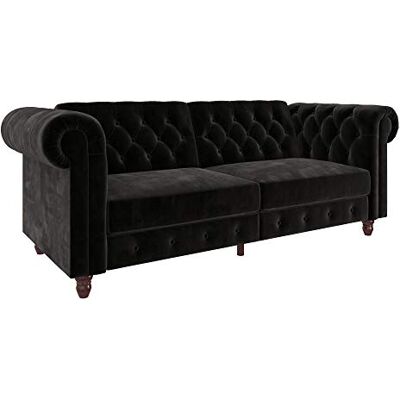 DHP Furniture Felix Chesterfield Sofabed Velvet Black DHP Furniture Felix Chesterfield Sofabed Velvet Black
