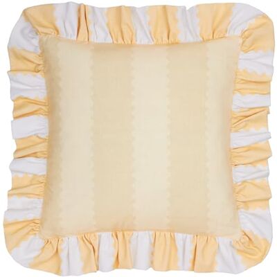 furn. Wylder Birdie Stripe Cushion Cover – Ruffle Edge Cotton Striped Decorative Case (Butter Yellow – 45x45cm) furn. Wylder Birdie Stripe Cushion Cover – Ruffle Edge Cotton Striped Decorative Case (Butter Yellow – 45x45cm)
