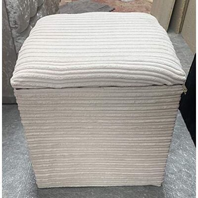 mm08enn Ottoman Storage Box/pouffe/footstool in Jumbo Cord Fabric Beige/Black/Brown/Grey/Cream in 4 Sizes (Large Size L 25" x W 25" x H 14", Cream Jumbo Cord) mm08enn Ottoman Storage Box/pouffe/footstool in Jumbo Cord Fabric Beige/Black/Brown/Grey/Cream in 4 Sizes (Large Size L 25" x W 25" x H 14", Cream Jumbo Cord)